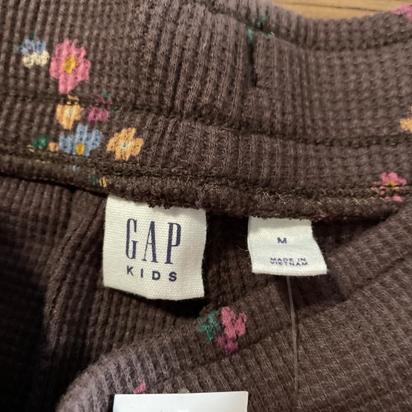 New Gap kids wide leg waffle pants brown floral size 8 medium - Picture 5 of 9